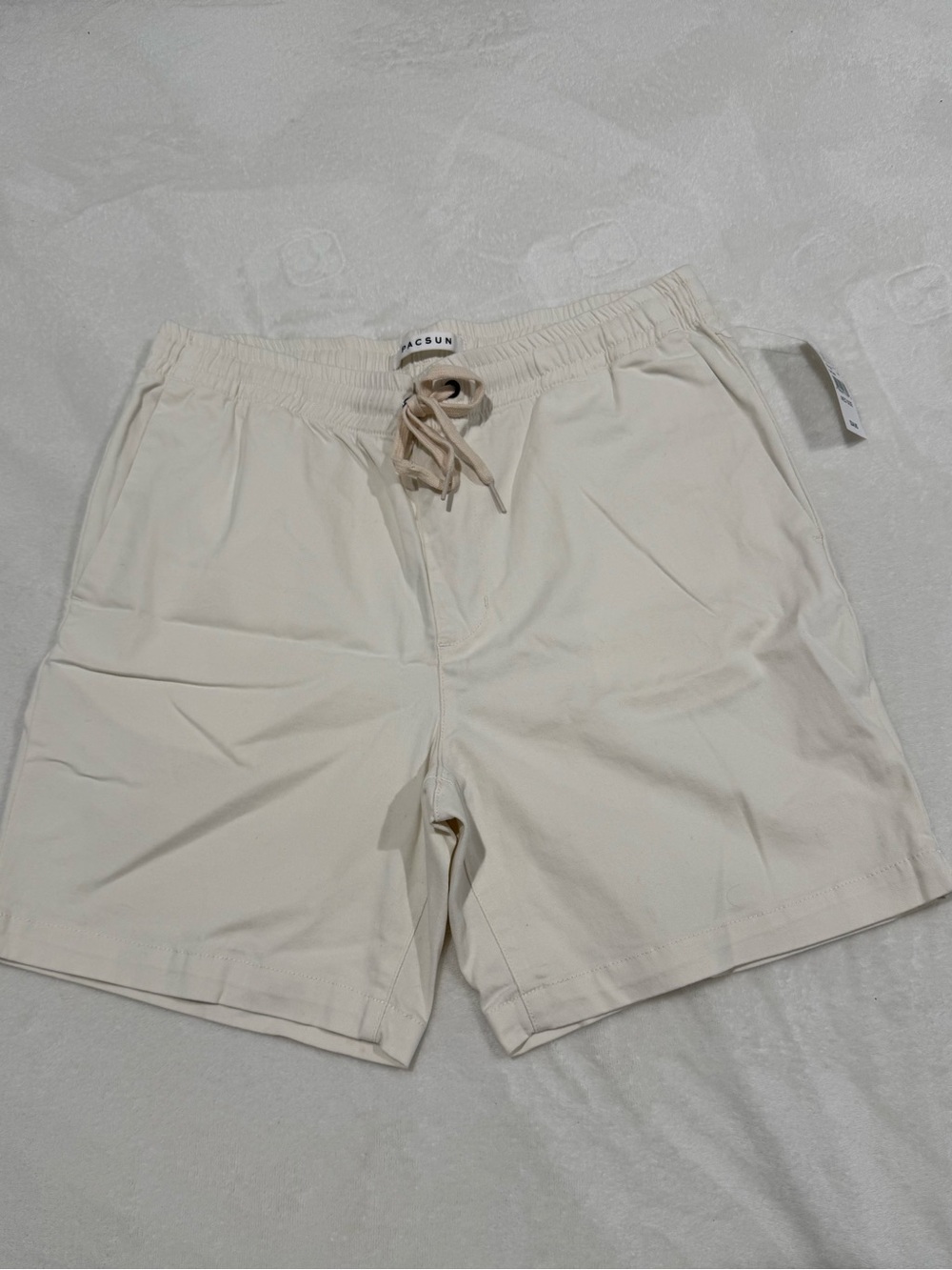 PacSun Men's Cream Drawstring Athletic Shorts